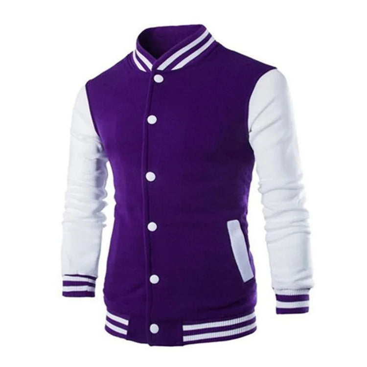 Wine Red Varsity Jacket Men Slim Fit