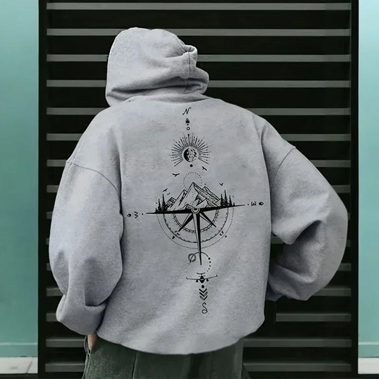 Mens Compass Streetwear Hooded Sweatshirt