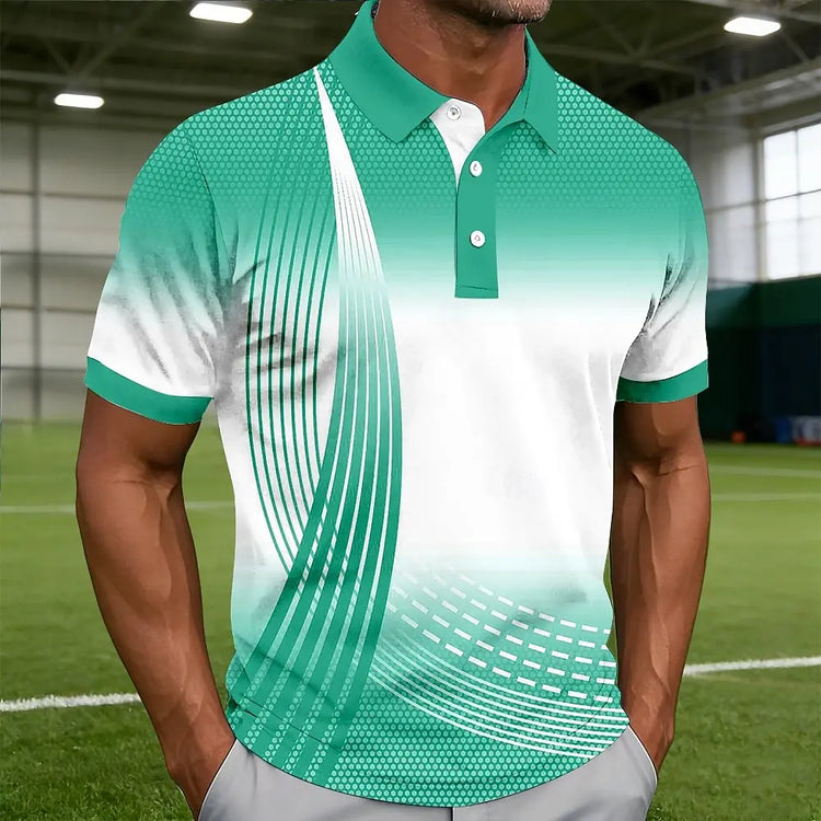 Mens Golf 3D Print Breathable Polo Shirt Wear