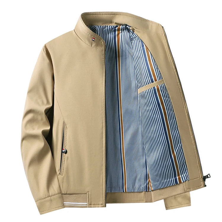 Mens Stand Collar Zip-Up Blazer Jacket