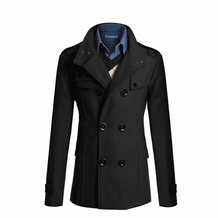 Men Wool Overcoat Long Woolen Coat Casual Mens Outerwear