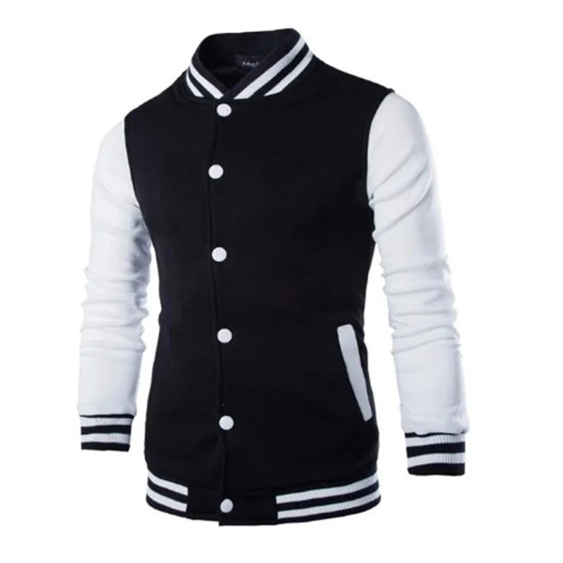 Wine Red Varsity Jacket Men Slim Fit