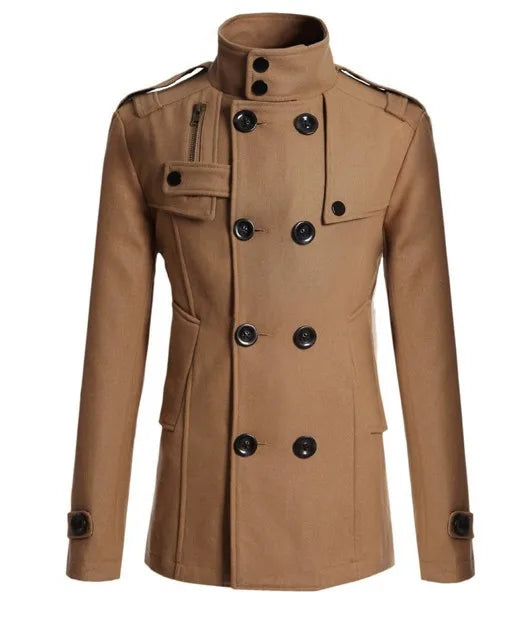 Men Wool Overcoat Long Woolen Coat Casual Mens Outerwear