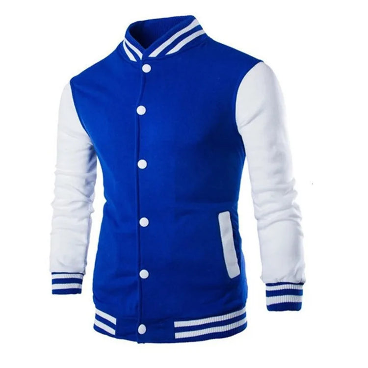 Wine Red Varsity Jacket Men Slim Fit