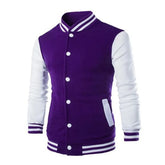 Wine Red Varsity Jacket Men Slim Fit