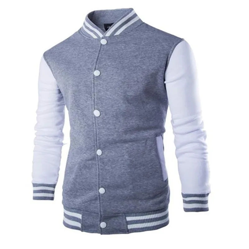 Wine Red Varsity Jacket Men Slim Fit