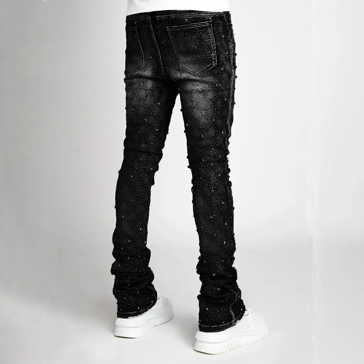 Men Straight-Leg Pearl Denim Pants