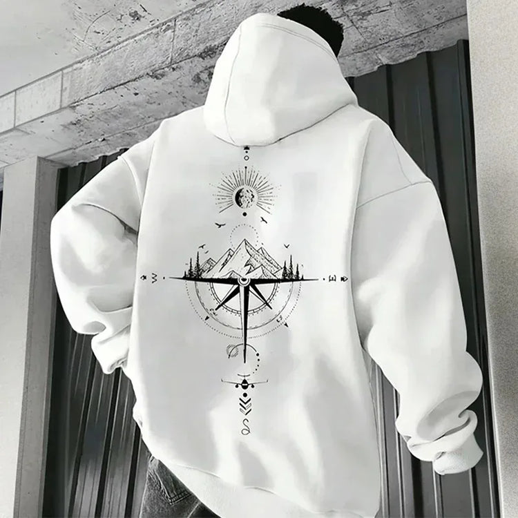 Mens Compass Streetwear Hooded Sweatshirt