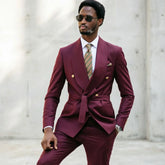 Green Double Breasted Mens Wedding Suit Tuxedo