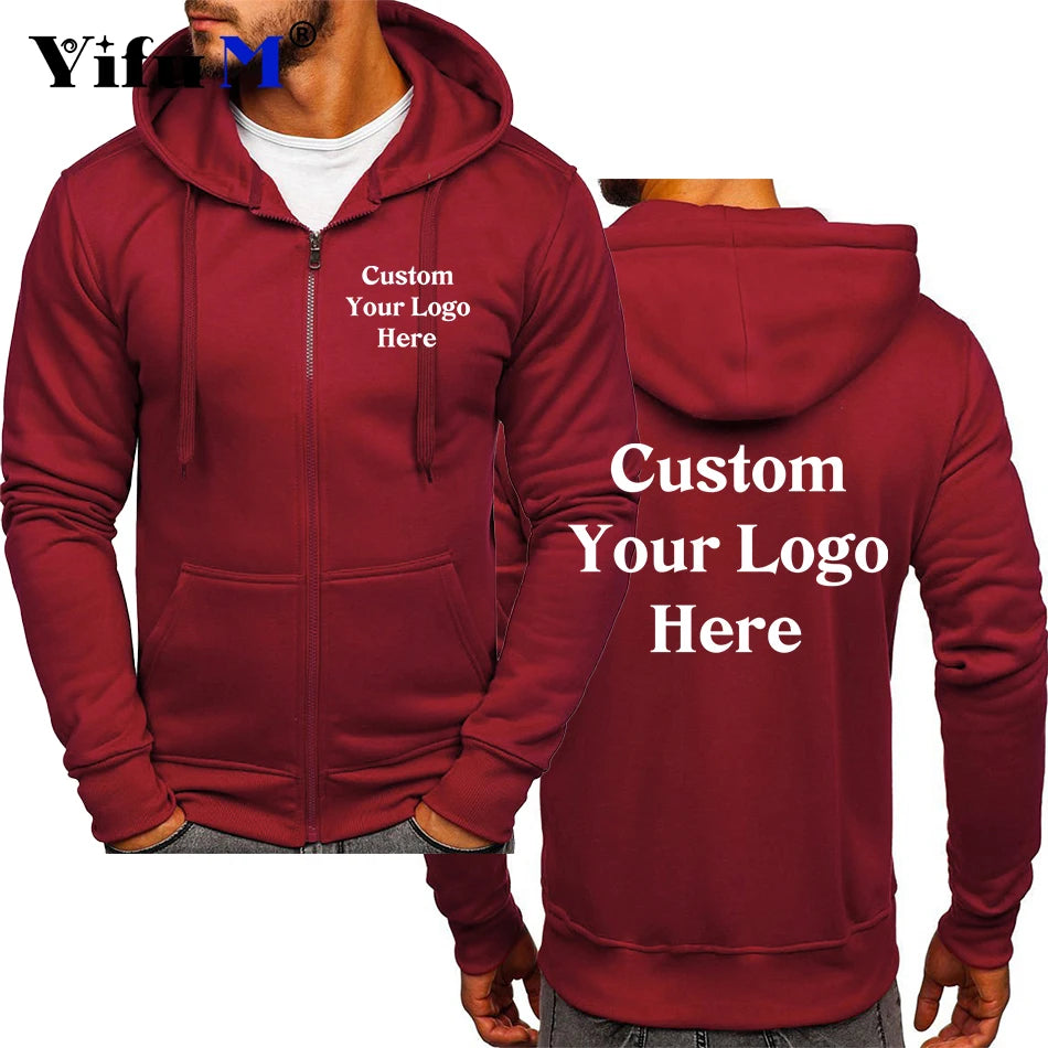 Custom Logo Zip Hoodie Jacket Mens Coats
