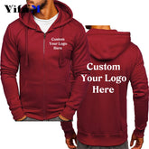 Custom Logo Zip Hoodie Jacket Mens Coats