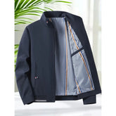 Mens Stand Collar Zip-Up Blazer Jacket