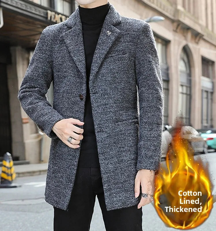 Men Wool Fleece Winter Tuxedo Coat Jacket