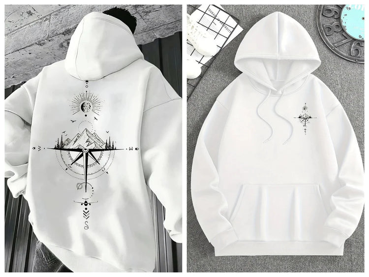 Mens Compass Streetwear Hooded Sweatshirt