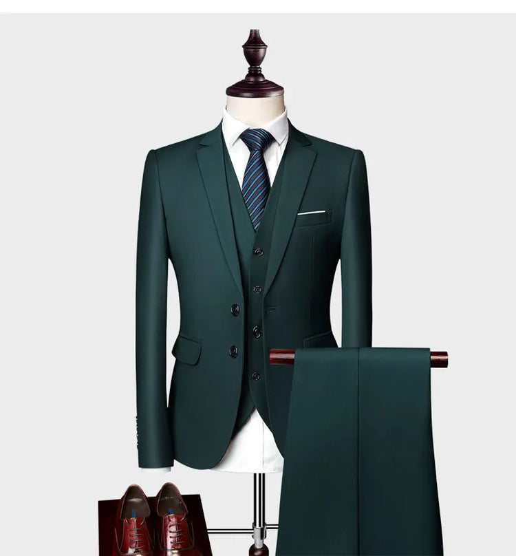 Men Slim Fit Luxury 3 Piece Wedding Suit Set Mens