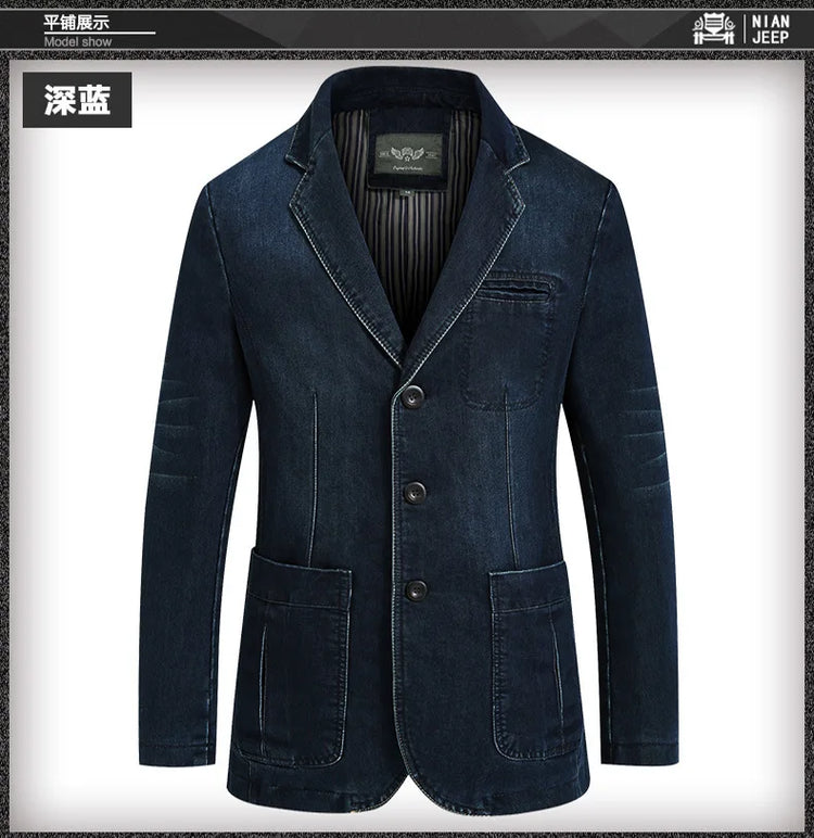 Mens Denim Single Breasted Blazer