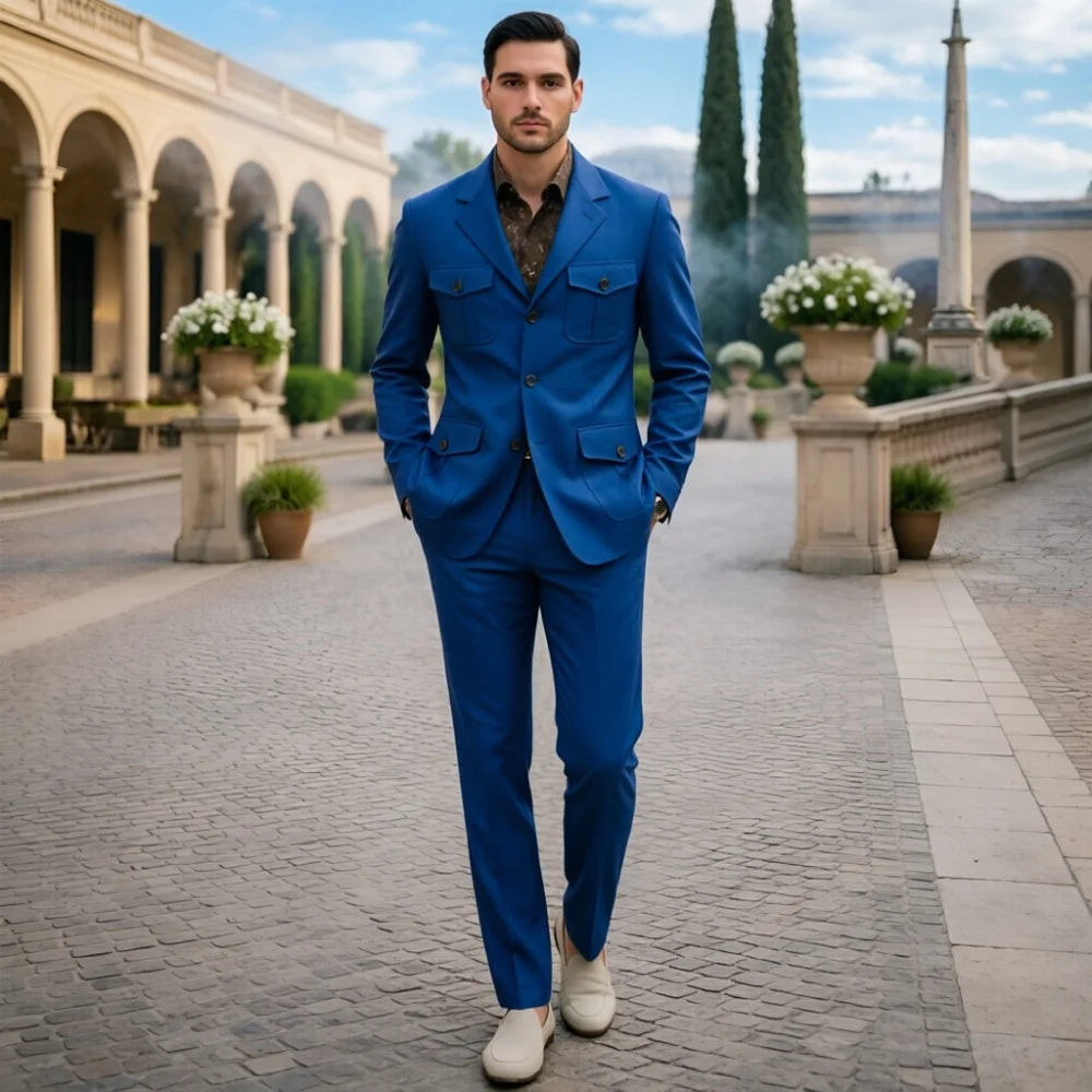 Mens Ivory Safari Formal Wedding Blazer