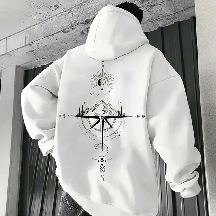 Mens Compass Streetwear Hooded Sweatshirt