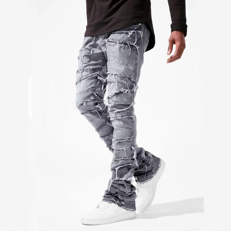 Mens Slim Fit Tassel Denim Trousers