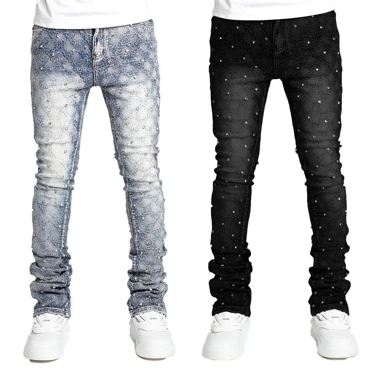 Men Straight-Leg Pearl Denim Pants