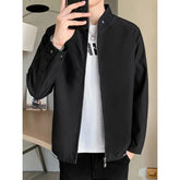 Mens Stand Collar Zip-Up Blazer Jacket