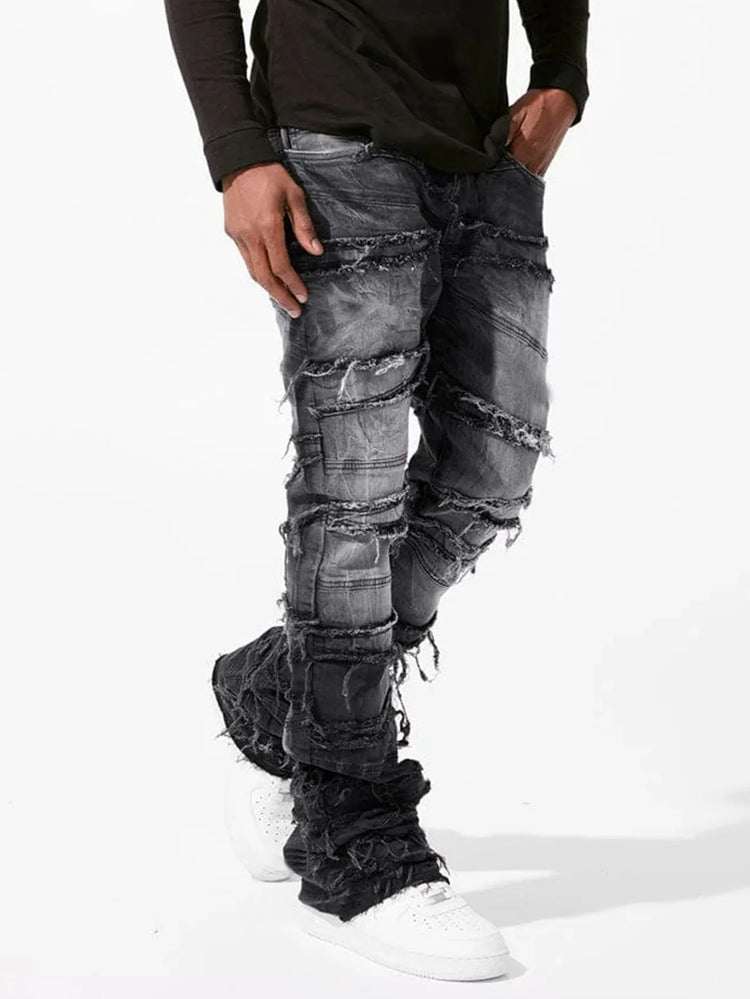 Mens Slim Fit Tassel Denim Trousers