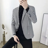 Mens Plaid Single Breasted Blazer