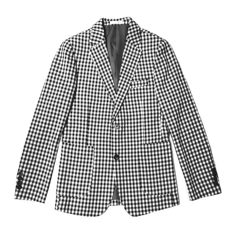 Mens Plaid Single Breasted Blazer