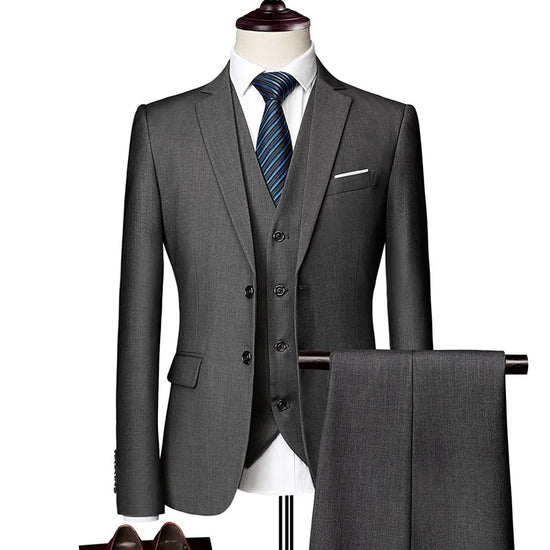 Men Slim Fit Luxury 3 Piece Wedding Suit Set Mens