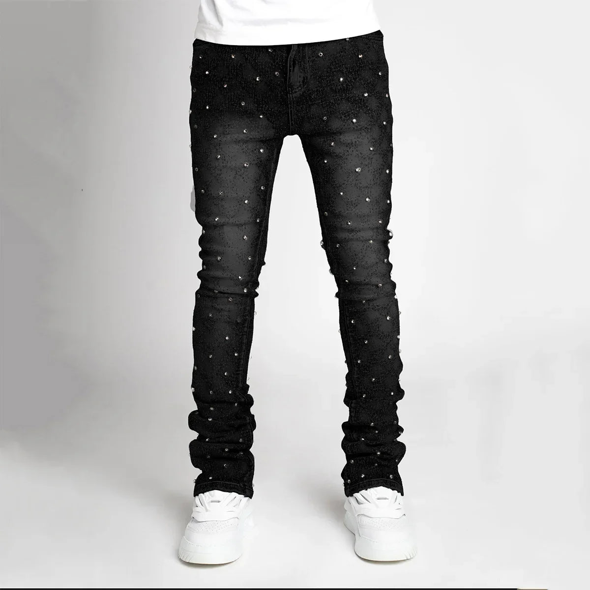 Men Straight-Leg Pearl Denim Pants