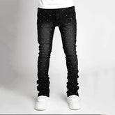 Men Straight-Leg Pearl Denim Pants