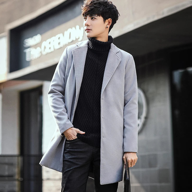Men Wool Fleece Winter Tuxedo Coat Jacket