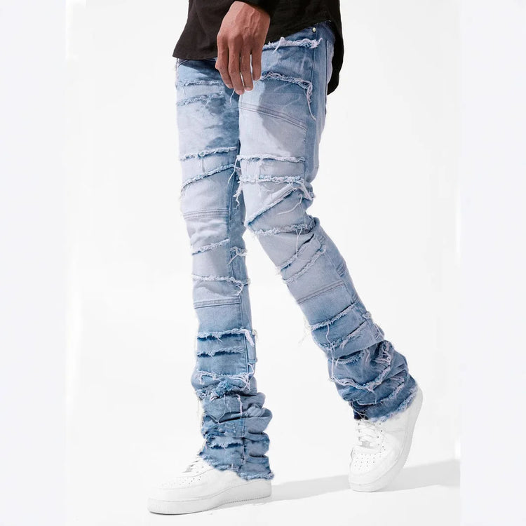 Mens Slim Fit Tassel Denim Trousers