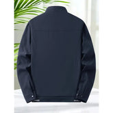 Mens Stand Collar Zip-Up Blazer Jacket