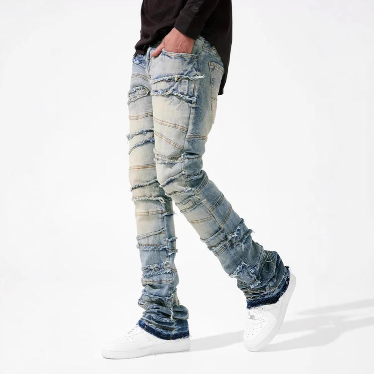 Mens Slim Fit Tassel Denim Trousers