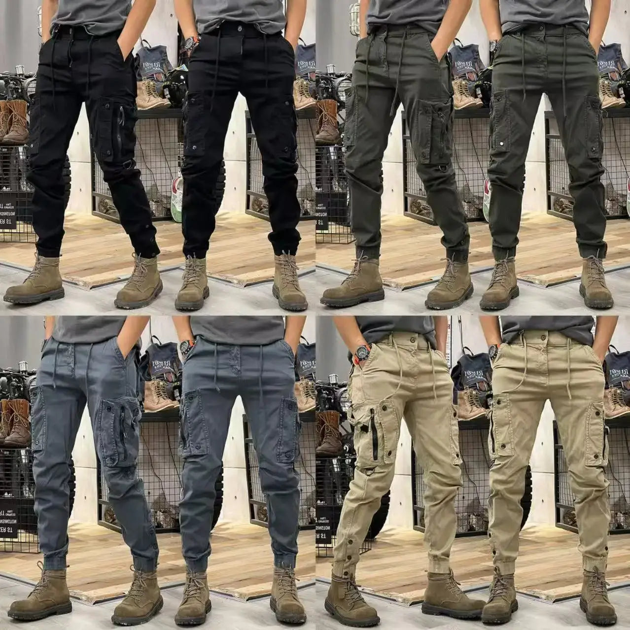 Cargo Pants for Mens Elastic Casual Trousers