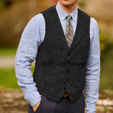Men Suede Faux Leather Work Vest Utility Layering Vest